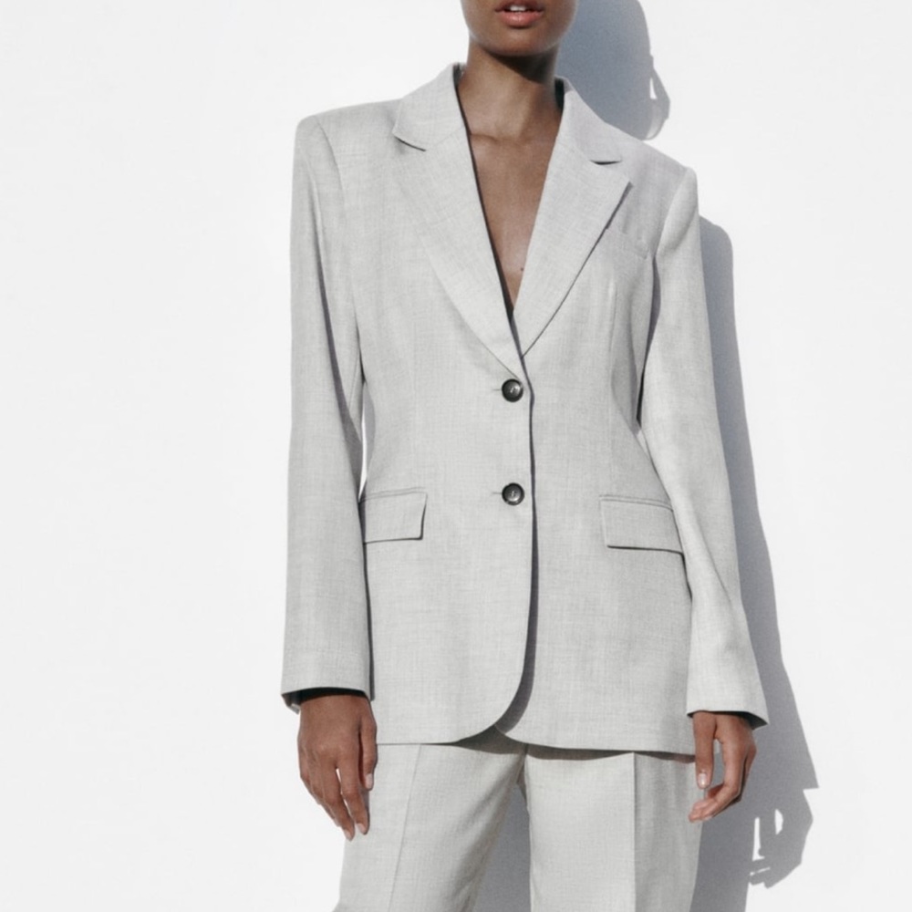 Zara Light Gray Tailored Blazer NWT